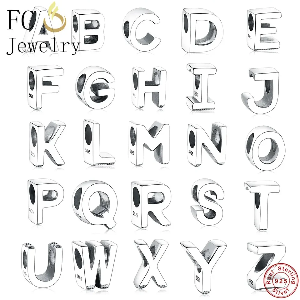 FC Jewelry sa hodí k pôvodným kúzlami Pank náramkov náhrdelník 925 Sterling Silver AZ AZ abeced Letter Kralen korálky DIY Berloque 2025