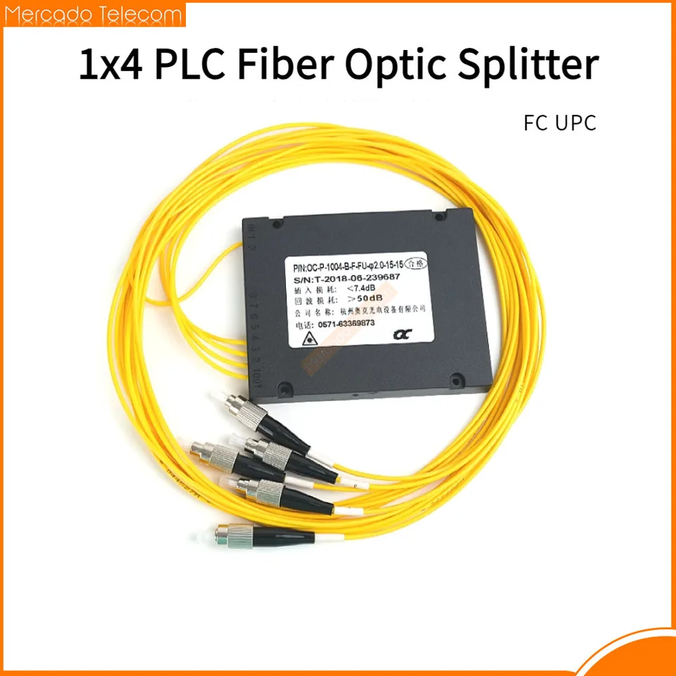 FC UPC 1X4 PLC Fiber Optic Splitter Cassett Fiber Optical Splitter alebo ABS Single Mode Fiber Splitter kábla