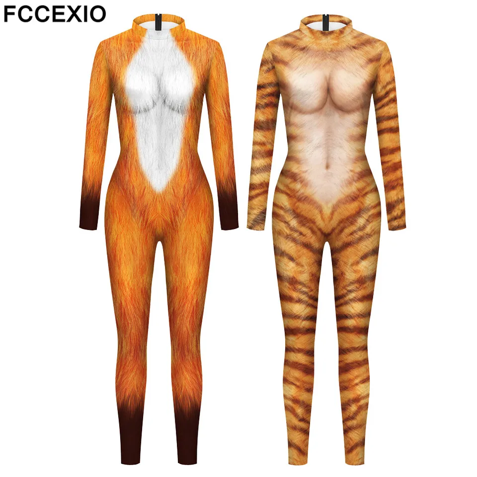 FcceXio 2 farby zvierat kožušina 3D tlač módne dievčatá Kosplay kostýmovia Kostým pre dospelých