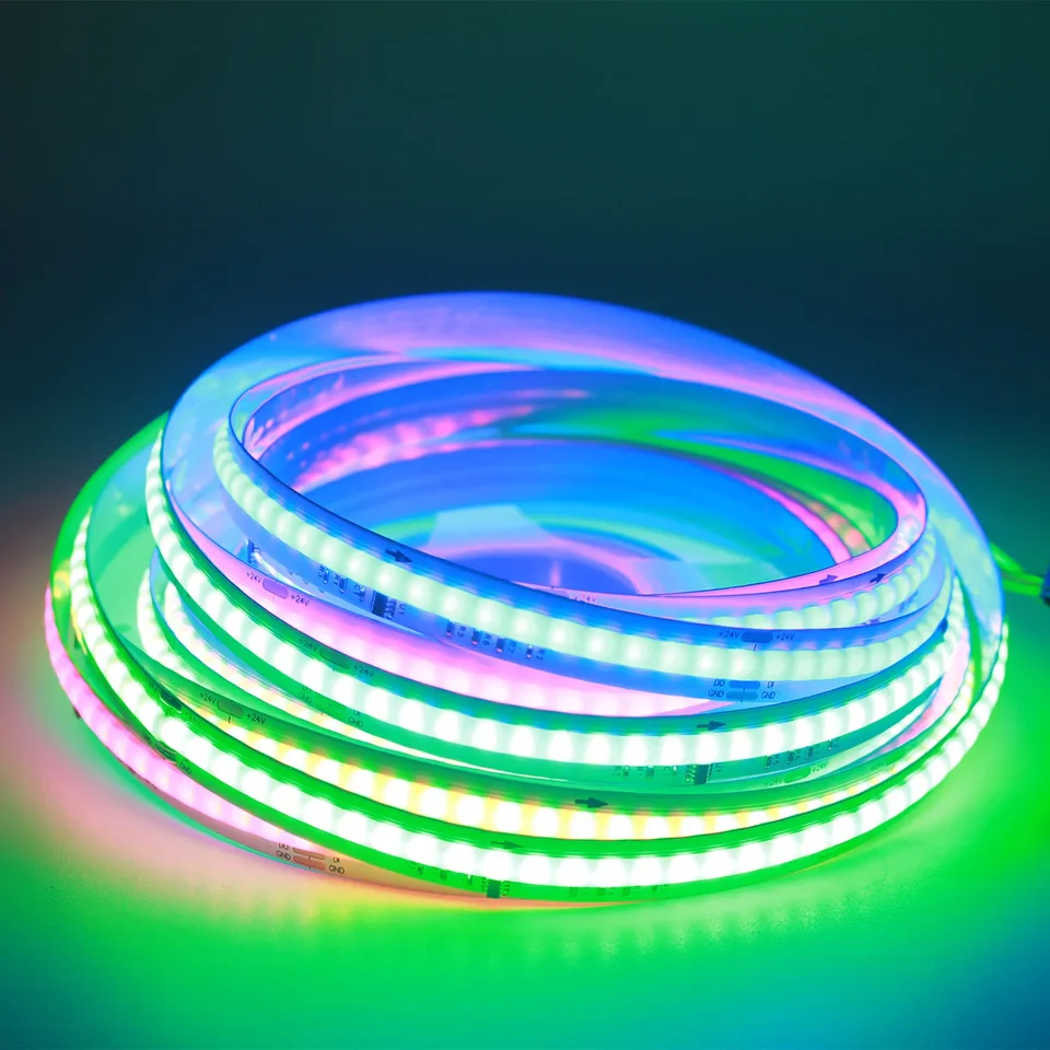 FCOB LED svetlo pásový pixel Pixel adresovateľné 360 576 720 LEDS RGB Dream Color 10 mm 12 mm DC12V 24V WS2812B Flexibilné svetlá s vysokou hustotou