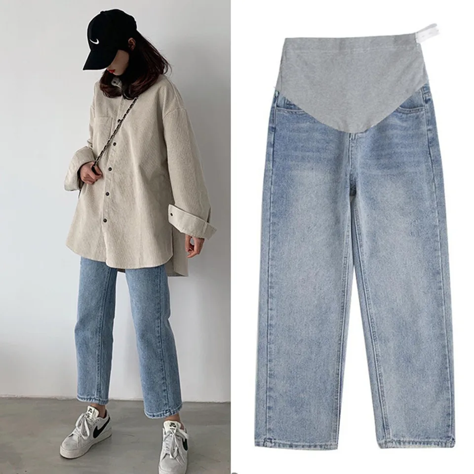 FDFKLAK LIGHT Color Denim Džínsy materské džínsy pre tehotné dám