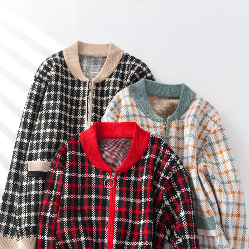 FDFKLAK ŽENY Jarné jesenné svetre O-NECK Zipper pletená svetová módna módna s dlhým rukávom Príležitostné krátke topy Kórejský štýl Nový 4xl