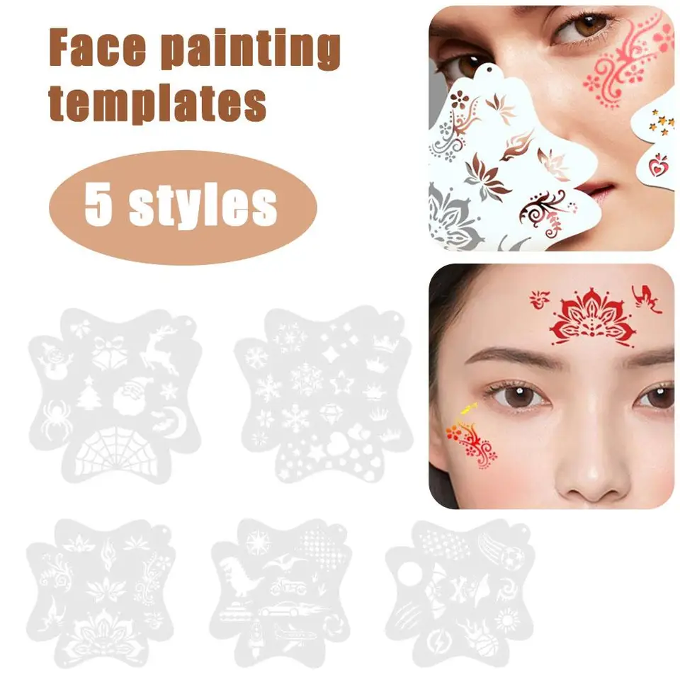 Feare Paint Stencils Professional Body Art Paint Stencils Opätovné použiteľné pre dospelých Deti ľahko používať šablóny na večierky make -up m3i0