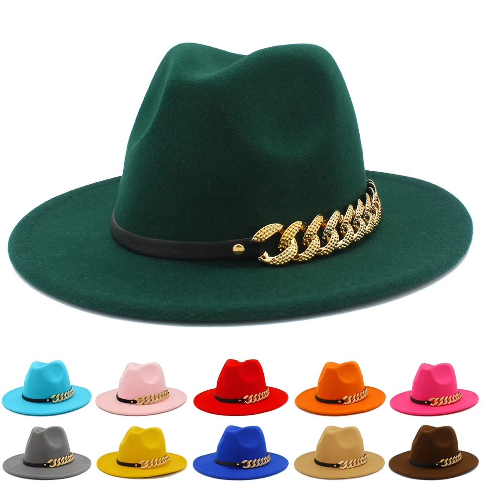 Fedora Hat Panama Hat Wide Brim Hat Kožený pás dúchadlo Dospelé jazzové klobúky Felt Fedoras Cap Derby Trilby Hats Women Party Caps