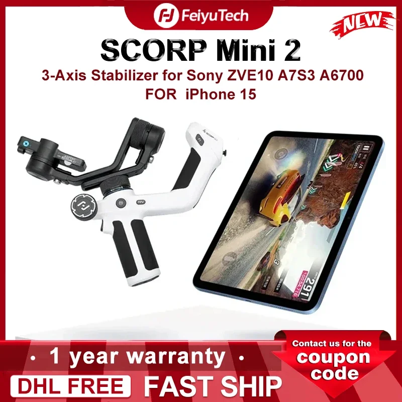 FeiyuTech Scorp Mini 2 all-in-One 3-os vreckovú kameru Telefón Gimbal stabilizátor pre Sony Zve10 A7S3 A6700 iPhone 15 AI Tracker