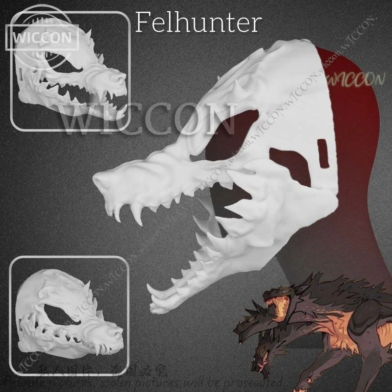 Felhunter Furry Skull Comic-Con Furry Suit Presporiadanie karikatúry Halloween kostým pokrývky pokrývok večierok klub Žena muž DIY prop Halloween