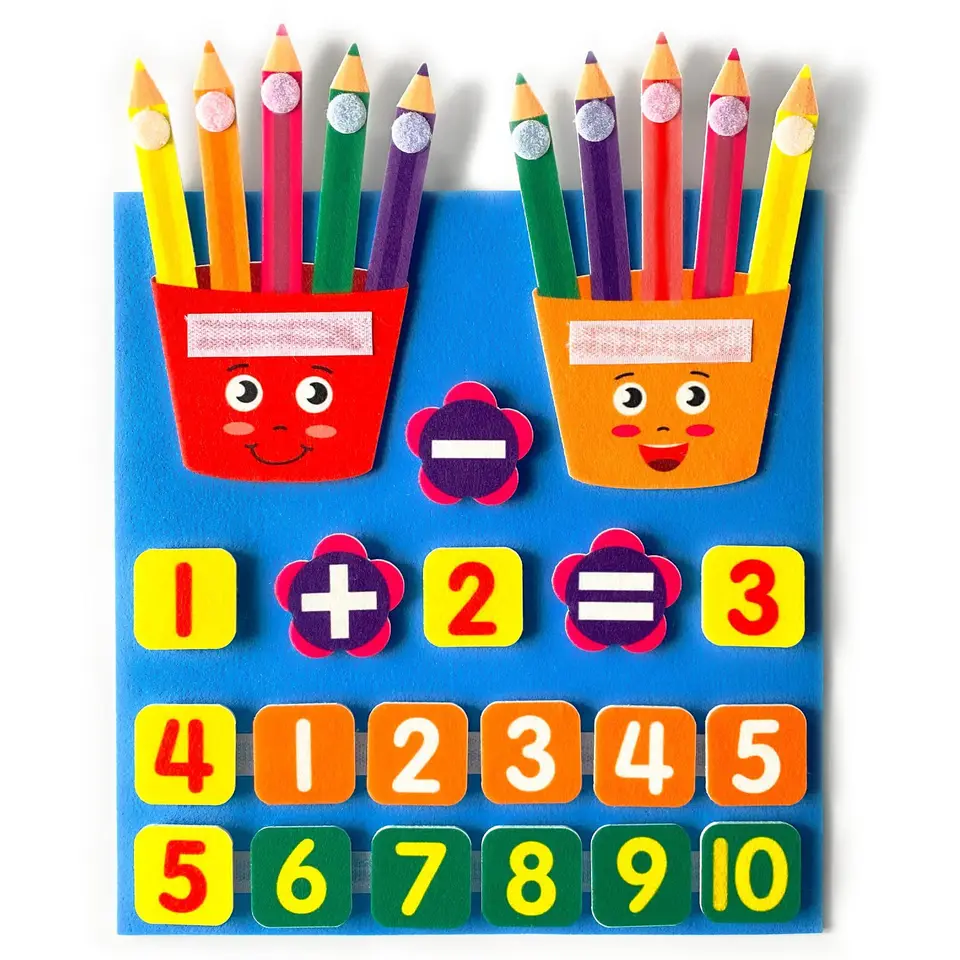 Felt Learning Board Deti Educational DIY Hray Sčítanie odčítania prsta Aritmetika osvietenstva