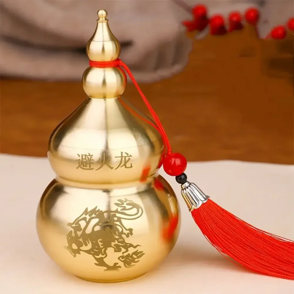 Feng Shui Chinese Brass Wu Lou Gourd, Treasure Sochy Home Dekoration Table Bookshelf Ornaments, ochrana majetku