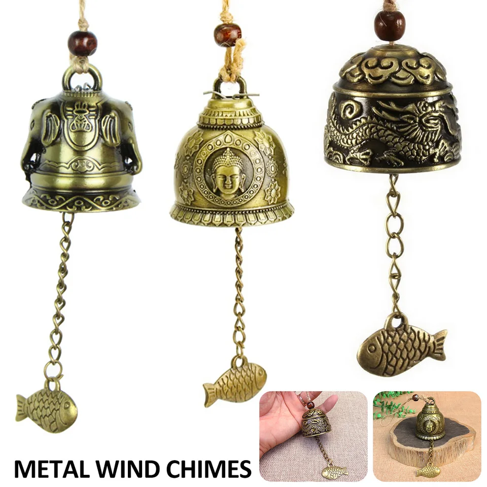 Feng Shui Wind Bell Retro Buddha Dragon Elephant Wind Wind Vintage Windchime Home zavesenie ozdoby požehnanie pre šťastie Wind Chime