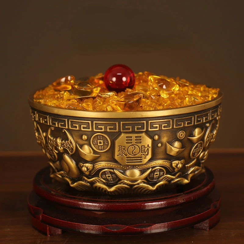 Fengshui Pure Copper Treasure Bowl Gathering Gathering Feng Shui Wealth Atraktion Home Použitie Shen Wansan obývacia izba dekorácia