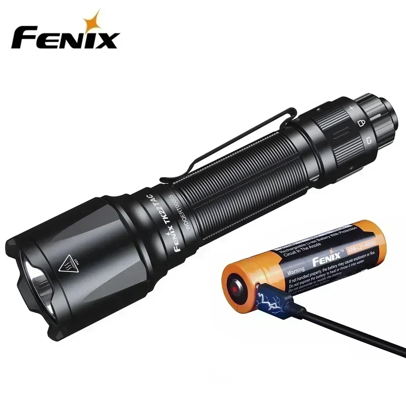 FENIX TK22 TAC Prenosný vysoký jas Diaľkového osvetlenia taktické baterka s nabíjateľnou li-iónovou batériou 21700
