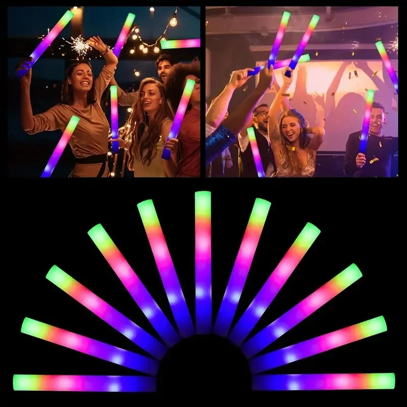 Fenové žiariace palice, LED penové palice 3 blikajúce režimy žiaria v Dark Party Supplies pre svadobné večierky, koncerty, narodeniny, hallo