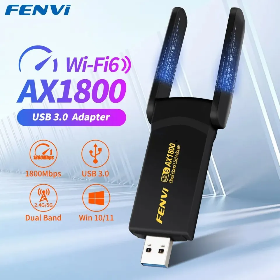 Fenvi 1800 Mbps WiFi 6 USB Adapter Dual Band 2.4g/5GHz Wireless WiFi prijímač USB 3.0 Dongle Sieťová karta pre notebook PC Win 10/11