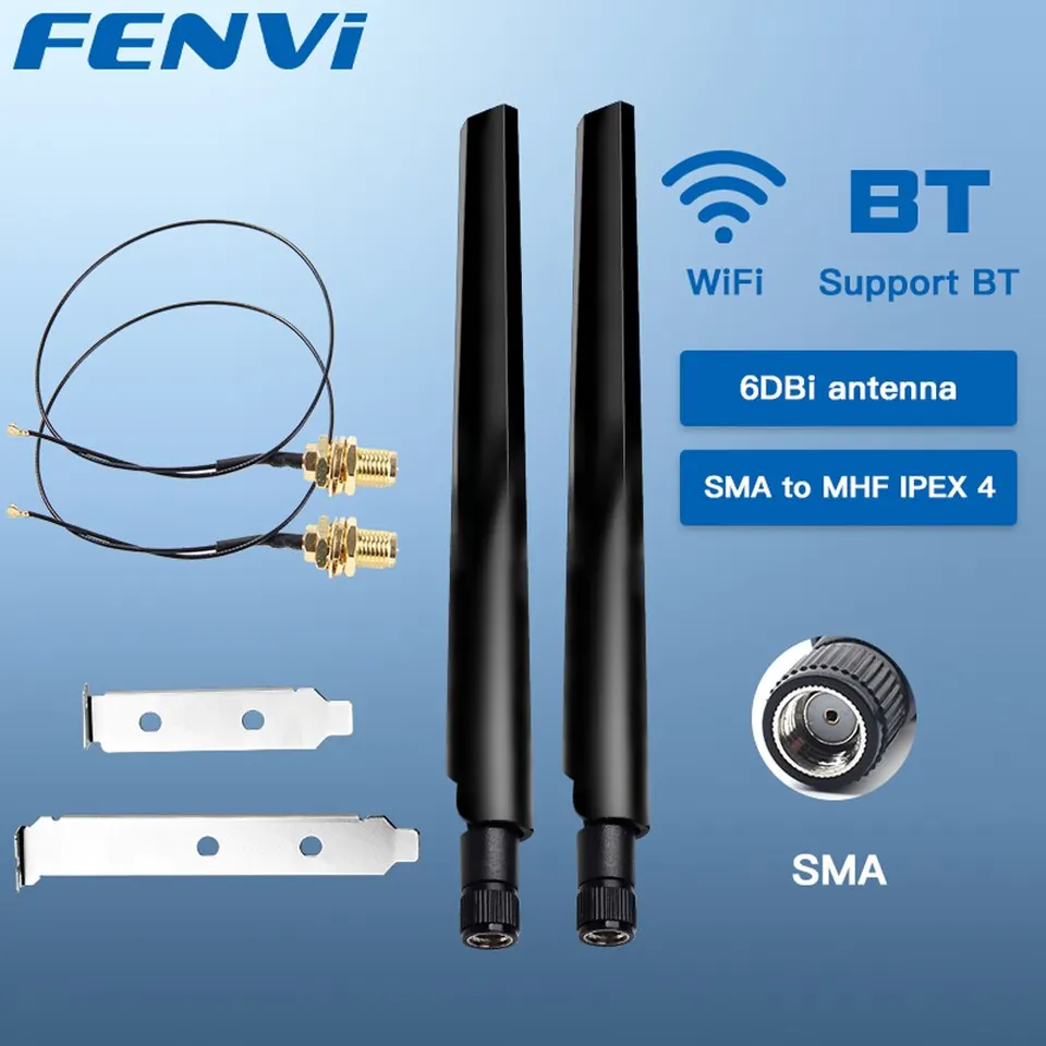 FENVI 2PCSX6DBI Anténa set AX210 NGFF M.2 WIFI karta 2.4/5 GHz Duálny pás MHF4 MHF4 na WiFi RP-SMA pre AX210/AX200/9260