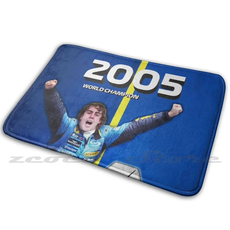 Fernando Alonso 2005 Svetová kobercová voda absorbuje nekĺzanie dverí rohož Fernando Alonso Fernando Alonso Renault Vinyls World Motorsport