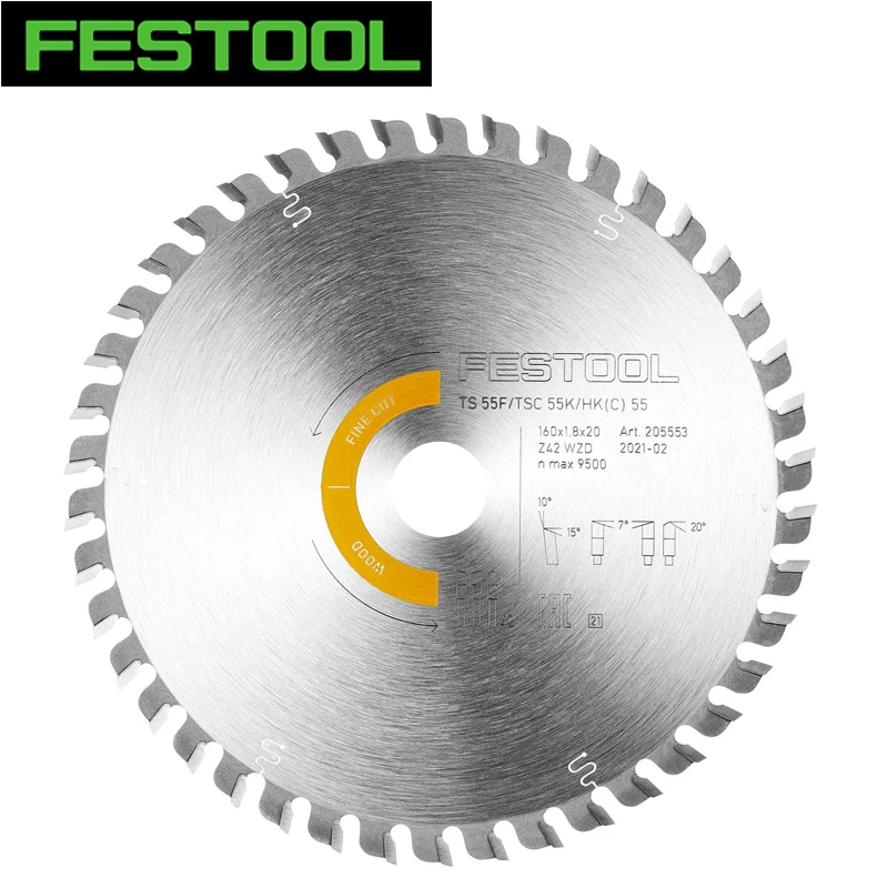 Festool 205553 Elektrická kruhová píla Blade HW 160*1,8*20 WD42 pre TS 55F/TSC 55 K/HK 55/HKC 55