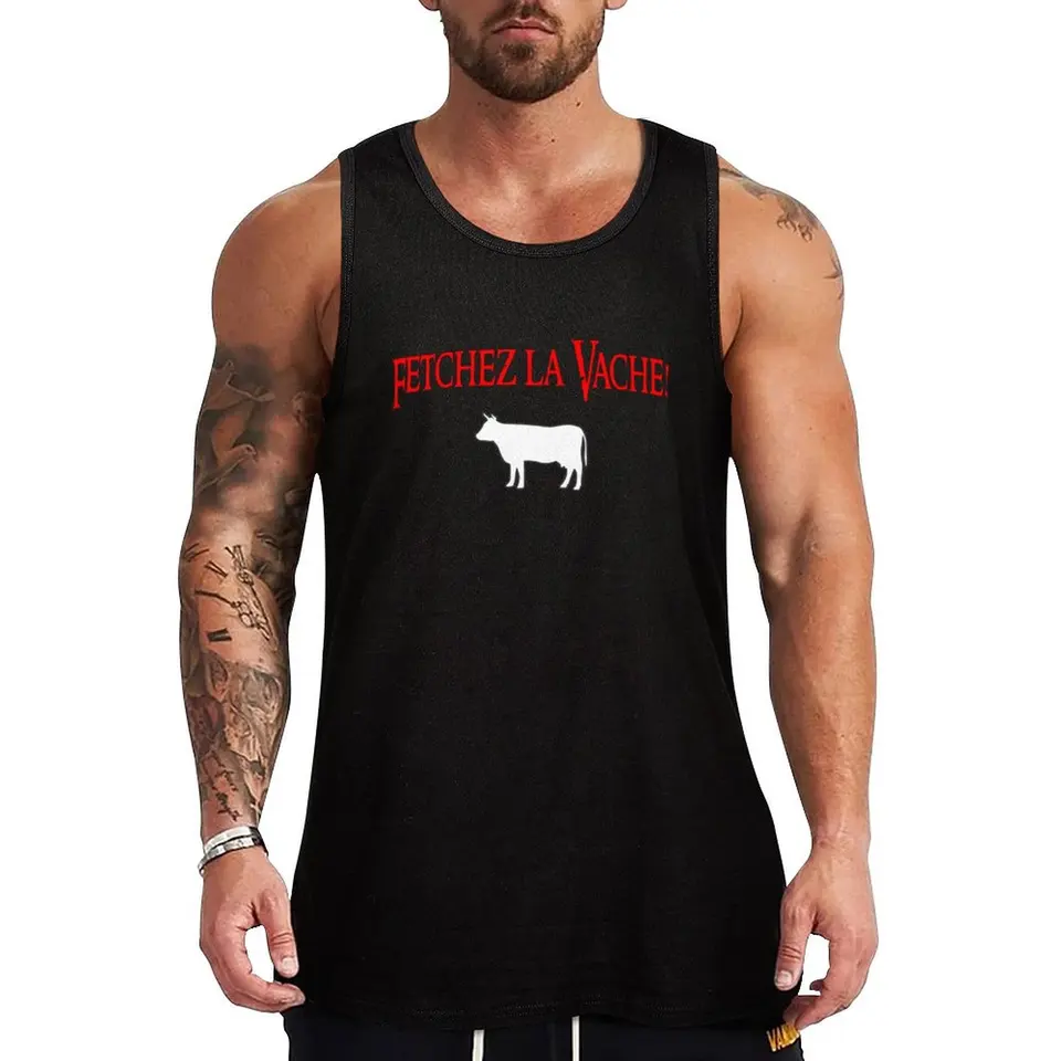 Fetchez La Vache - Britská komédia - Svätý grálny tank Top Think Tirl Bez rukávov košeľa MAN Gym Anime Clothes