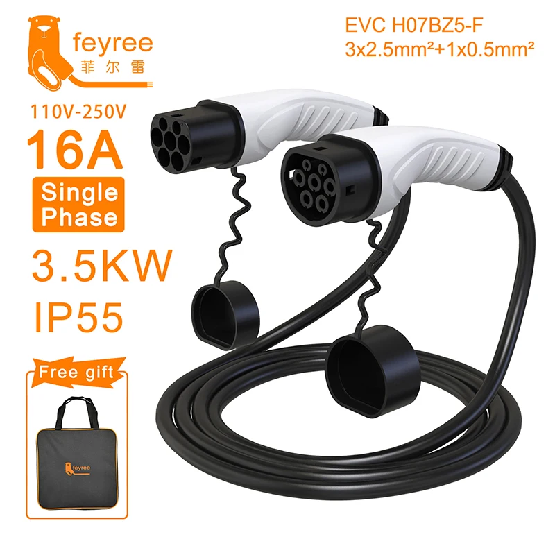 Feyree EV nabíjačka kábla typu2 Žena automobilu na samec Plug IEC62196-2 Adaptér 16A 32A Nabíjacia stanica 4/8/11/22 kW pre elektrické auto