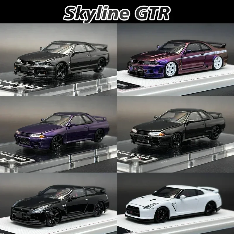 FH 1:64 Skyline GTR R34 STAGEA WC34 GTR R32 Uhlík Otvorte kapucňu Diecast diorama CONECE Collection Miniature Toys Hračky