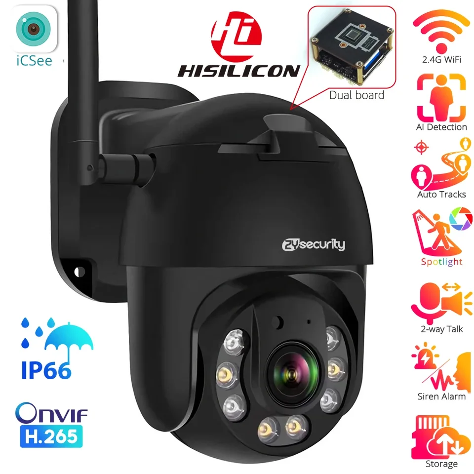 FHD 1080p WiFi PTZ IP fotoaparát Outdoor Automatické sledovanie Farba Nočné videnie bezdrôtová rýchlosť kupoly CCTV videokamery CCTV