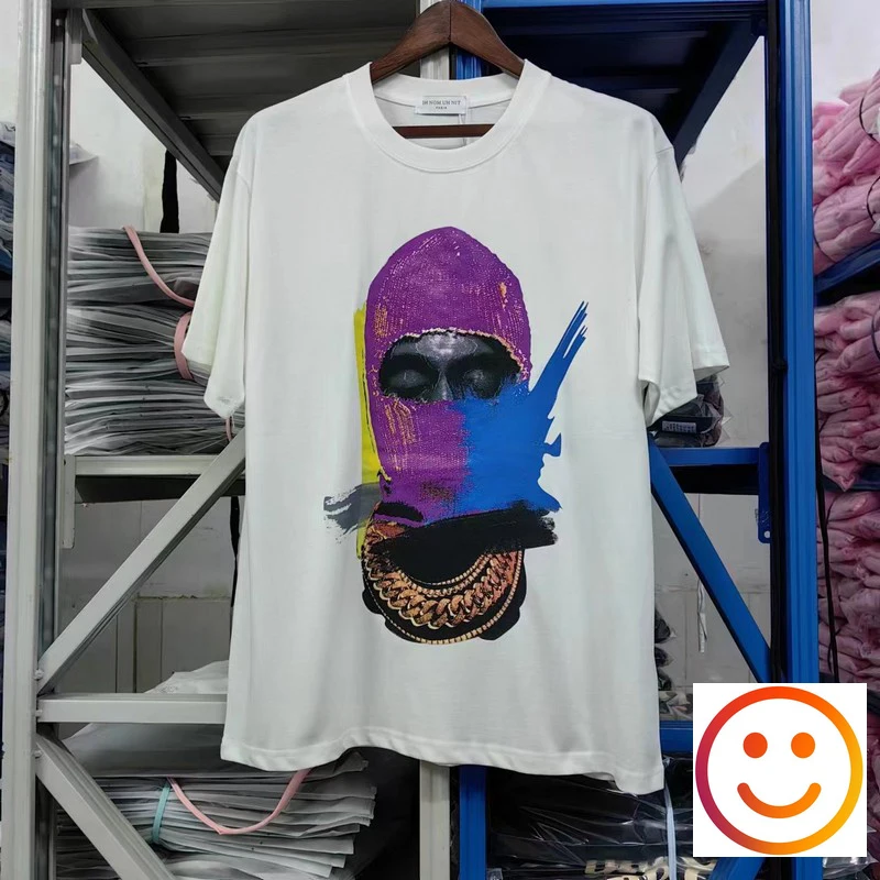 Fialová maska ​​Man Paint Graffiti Print Ih nom nit nit parížske tričko Men Dám