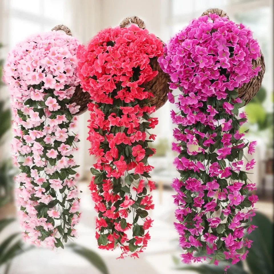 Fialová umelecká kvetina DECORÁCIA, Svadobná stena visiaci kôš orchidea, Valentína, dekorácia v oblasti rodinnej záhrady v prírode
