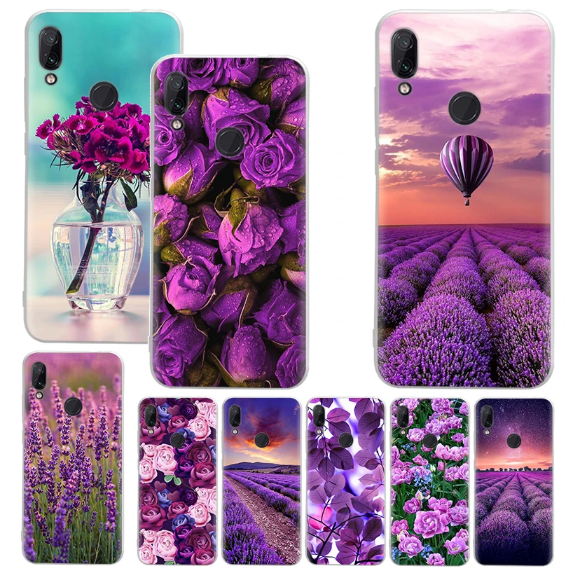Fialové levanduľové kvety telefónne puzdro pre Xiaomi Redmi 9 9A 9C 9T 10 10A 10C 12 12C 8a 7 7a 6a S2 K20 K40 Pro Soft Silikone Cov