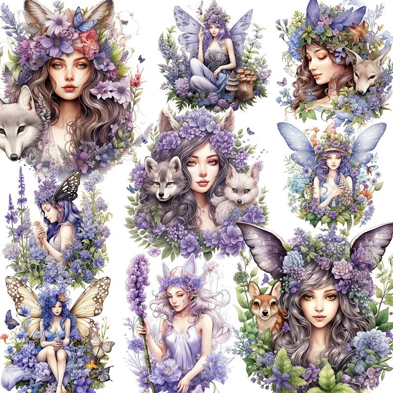 Fialové nálepky ELF Remeslá a scrapbooking Nálepky pre deti Detské hračky Kniha Dekoratívne nálepka DIY kancelárske potreby