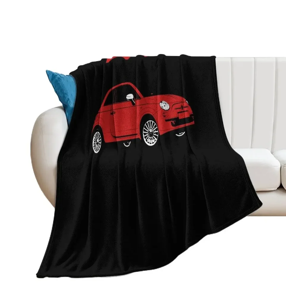 Fiat 500 Červená a biela prikrývka Luxusné zahusťte na pohovku s jedným luxusným prikrývkami