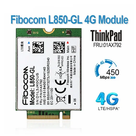 FIBOCOM L850-GL M.2 KARTA 01AX792 4G LTE WWAN MODUL pre Lenovo Thinkpad X1 Carbon Gen6 X280 T580 T480S L480 X1 YOGA GEN 3 L580