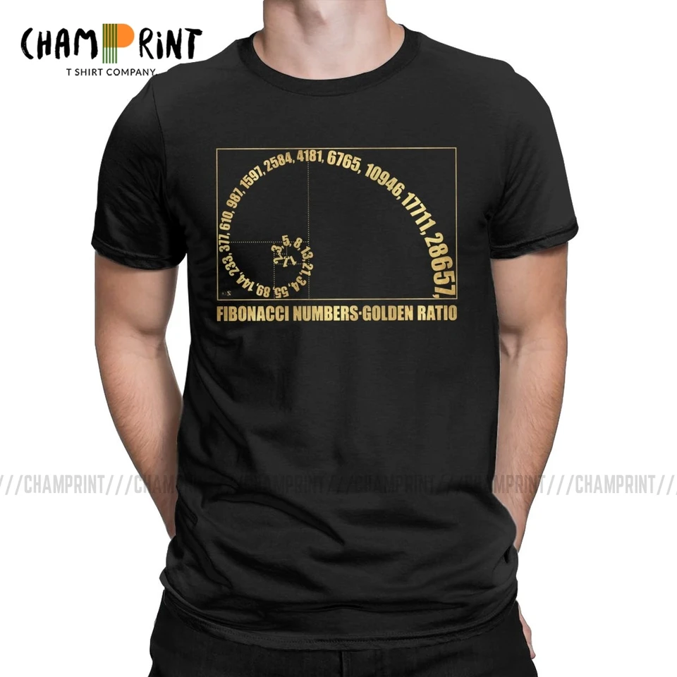 Fibonacci Sekvencie čísla zlatého pomeru pánske tričká Math Technické geek Cool Tees Round Crck Tričko plus odevy veľkosti