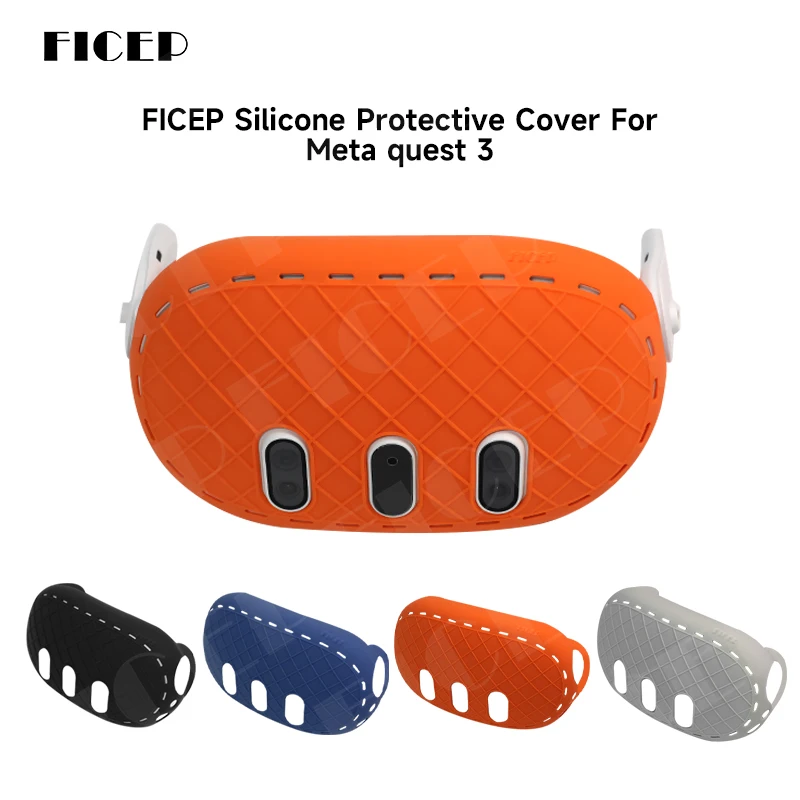 FICEP pre Meta Quest 3 Case VR Ochranný kryt silikónového anti-vrhového thrppingu Anti-Scratch Anti-Skid Earchset Adsess