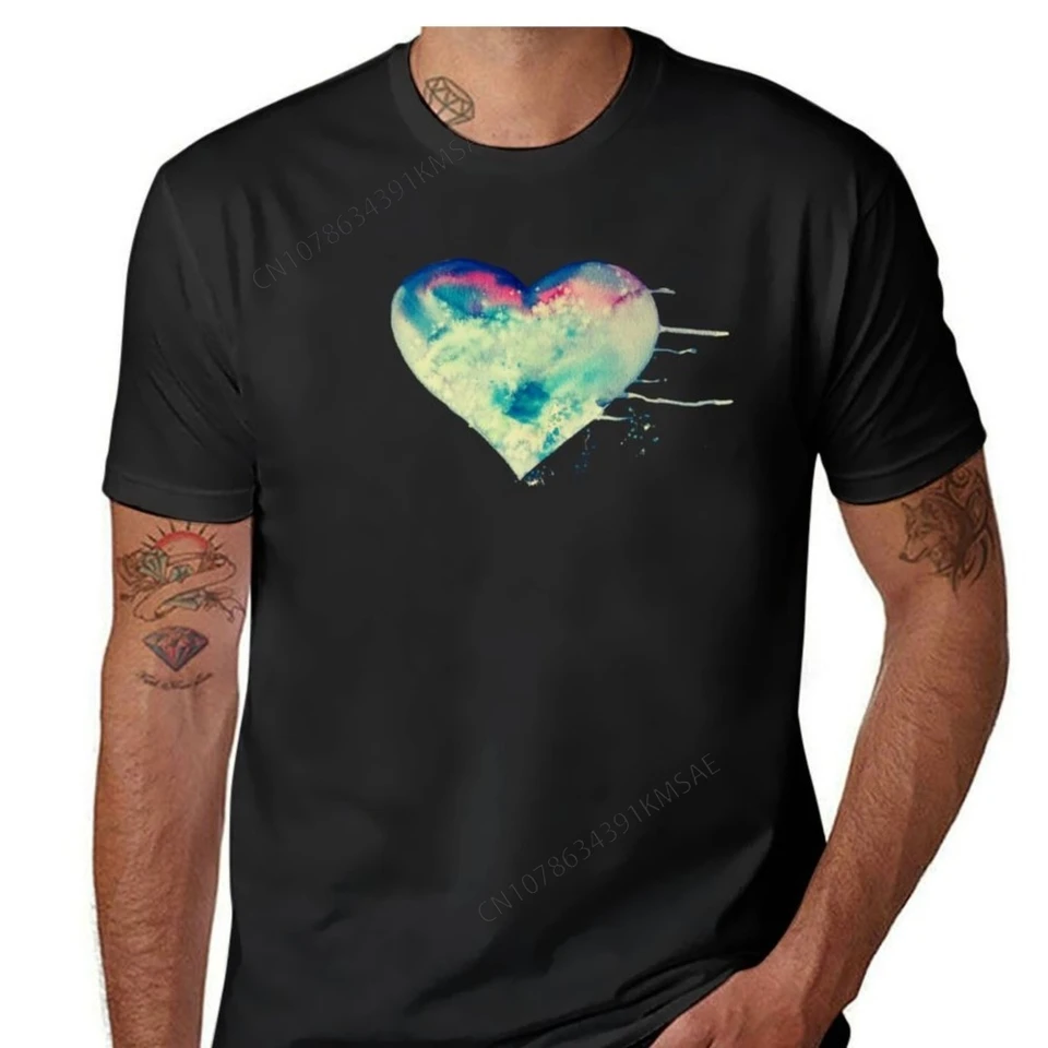 Fierce Heart - Watercolor Heart On Fire Tričko Anime Clothes Plus Plus veľkosti Tops Pánske oblečenie