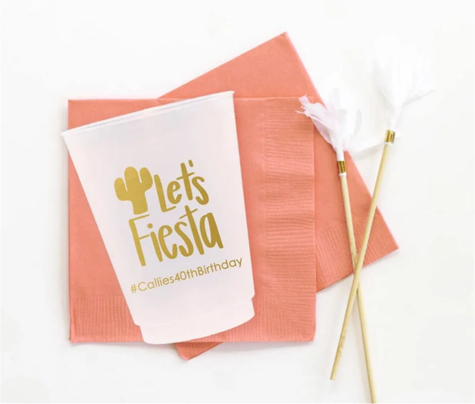 Fiesta Narodeninové šálky Prispôsobené Fiesta Cups Mexican Party Dodávky na mieru tlačené plastové poháre Fiesta Party nápady Cinco