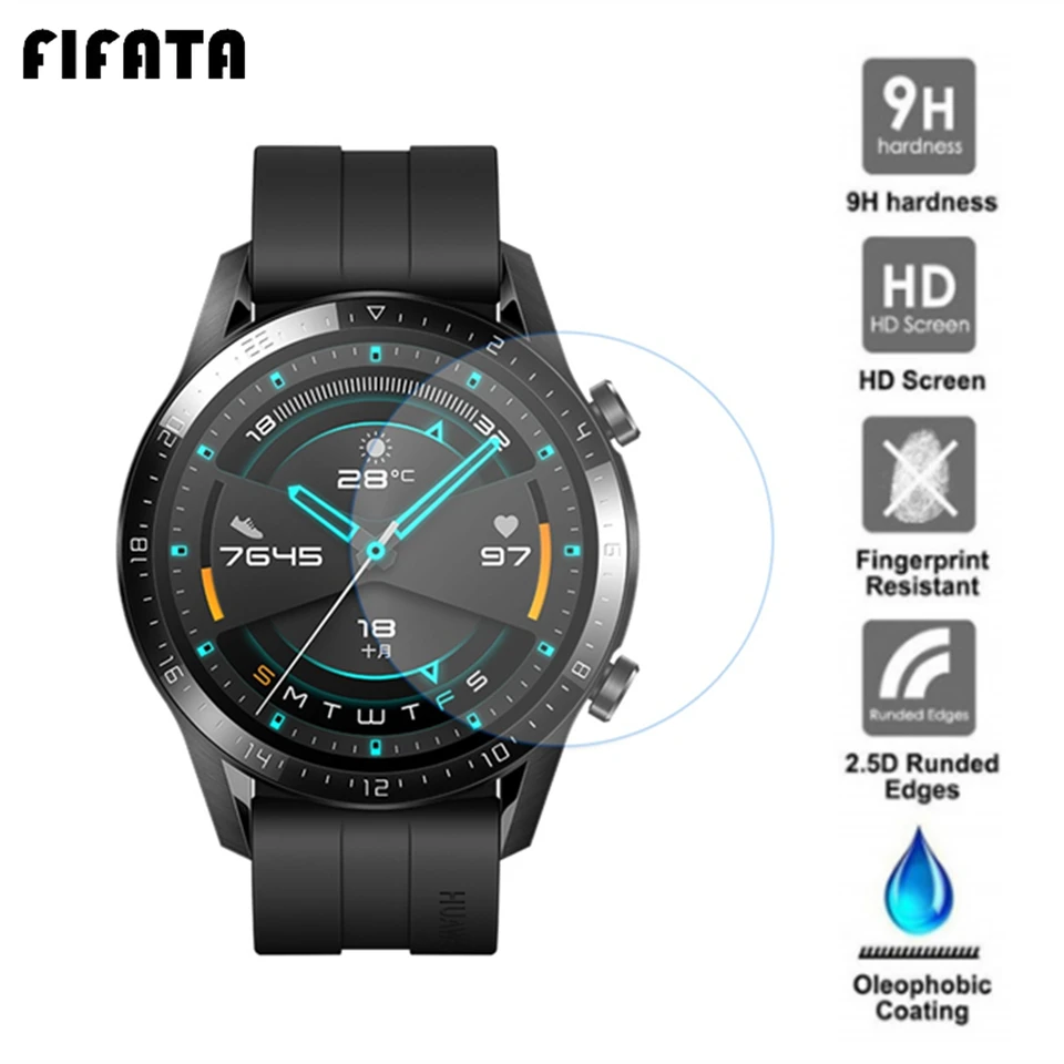 Fifata 2ks temperované sklo pre Huawei Watch GT GT 2 GT2E Film Screol Film pre Honor Magic Watch2 pre Samsung Galaxy 46/42 mm