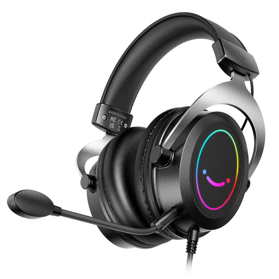 Fifine Gaming Headsset s dynamickým RGB/MIC/in-line Control, Ultra-mäkké pamäťové penové ušné doštičky, pre notebooky pre PC PS4 PS5 Xbox -h3