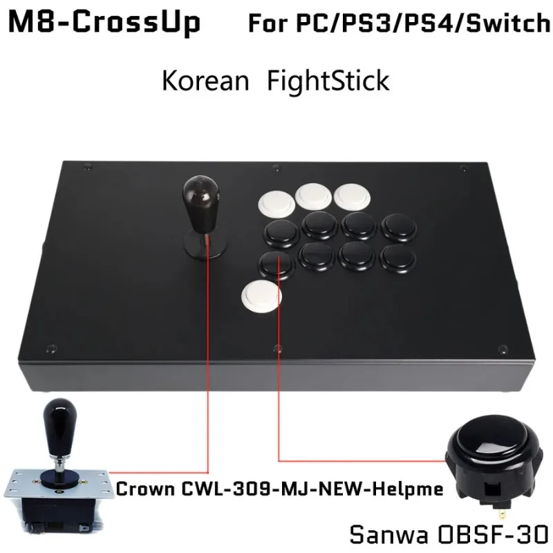 Fightbox M8-Crossup Hitbox Style Pico-Plus Board Sanwa Button Samducksa/Crown Joystick Arcade Joystick Controller pre PC/PS4