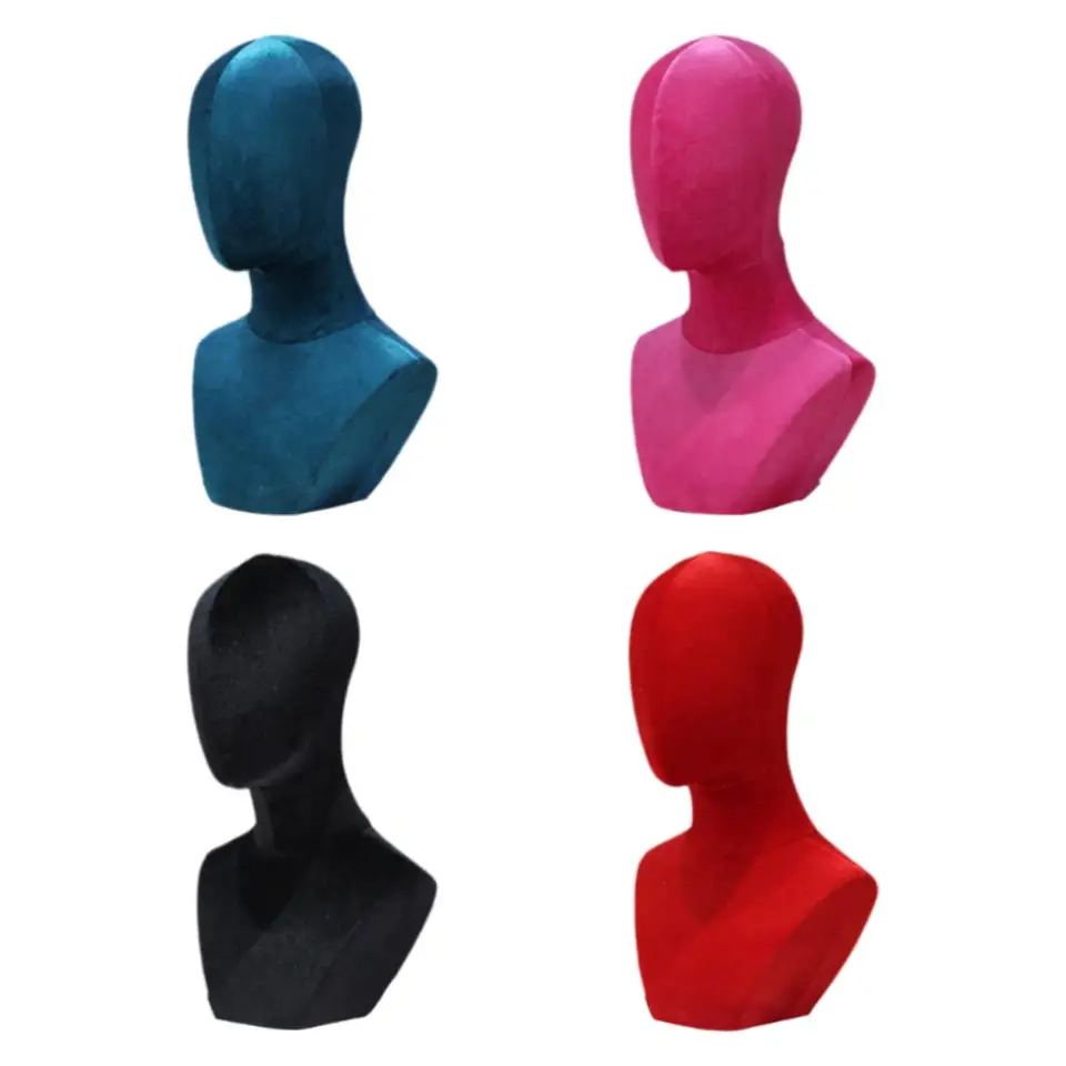 Figurína hlavy rameno poprsie: výstavba šperkov v prehliadkovej prehliadke Salon Manikin Head Model pre náhrdelné klobúky Boutique Boutique