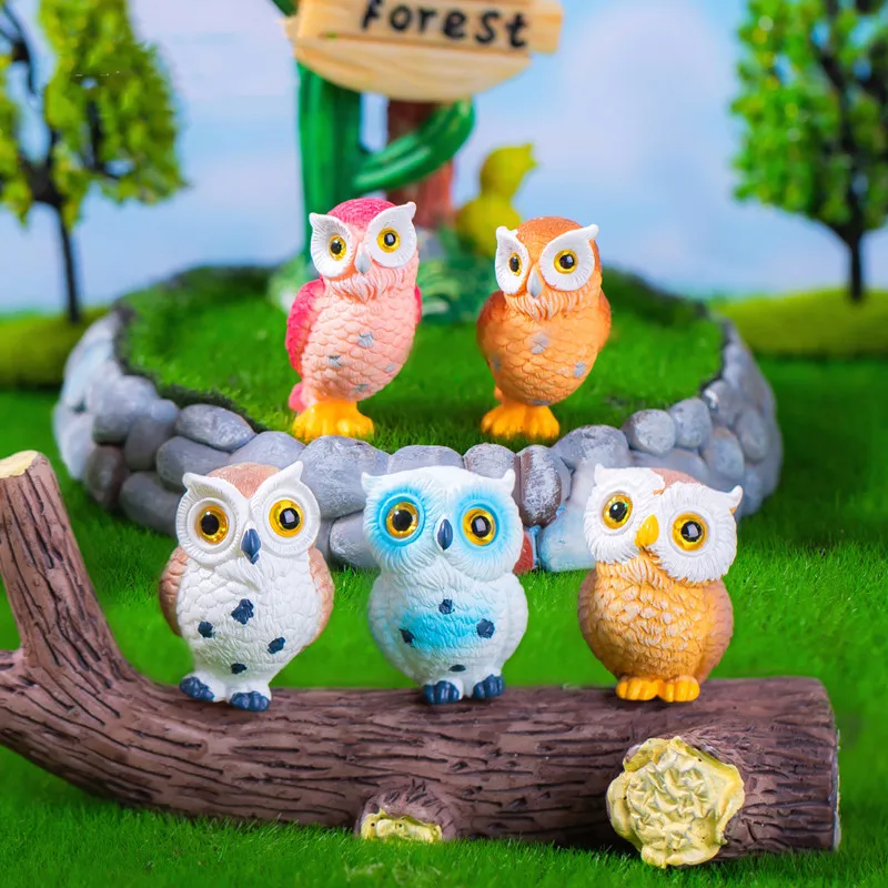 Figuríny miniatúry roztomilé sova zvierací mikro krajina ozdoby pre Hoom Dekorácie spálne stolové stolové príslušenstvo dekor pre izbu