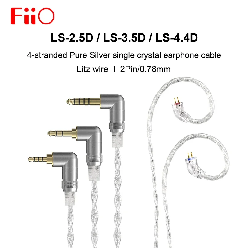 Fiio LS-2,5D LS-3,5D LS-4,4D 2,5/4,4 mm vyvážená 3,5 mm jednostranná 2-kolík 0,78 mm náhradný kábel slúchadla
