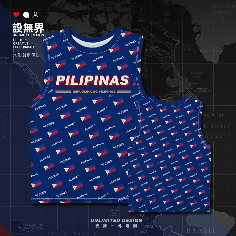 Filipíny Pilipinas Phl Quick Dry Pánska horná vesta voľné nové oblečenie basketbalové športové rukávy bez rukávov Grafické topy leto leto