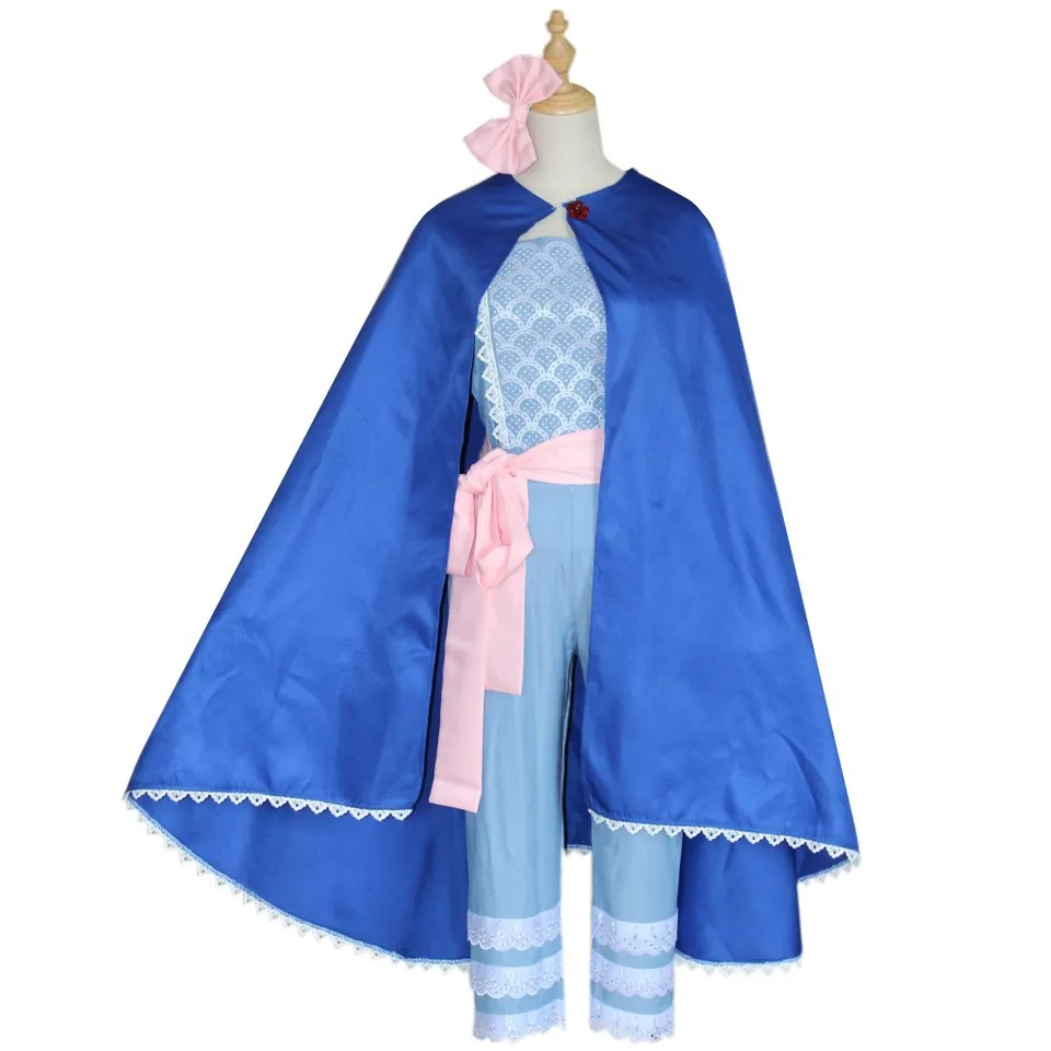 Film 4 bo peep cosplay kostým pastier girl modré topy nohavice plášťové ženy dievčatá halloween karneval kostýmy