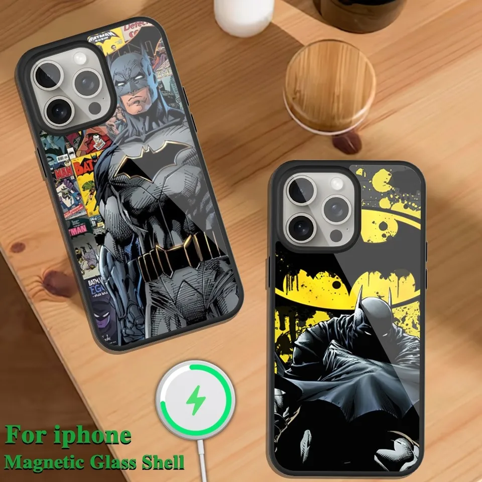 Film B-Batman Comics Super Hero Telefón puzdro pre iPhone Magsafe Magnetic 13 14 15 11 12 Pro Max Plus sklo nabíjanie