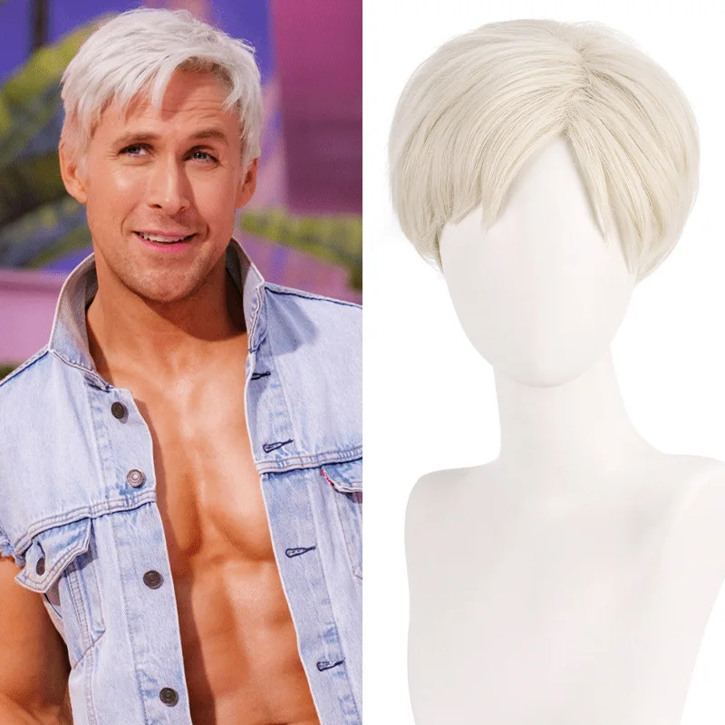Film Barbie Male Main Ken cos parochňu Milky biele krátke vlasy univerzálne anime parochňa parochňa barbie coscosplay