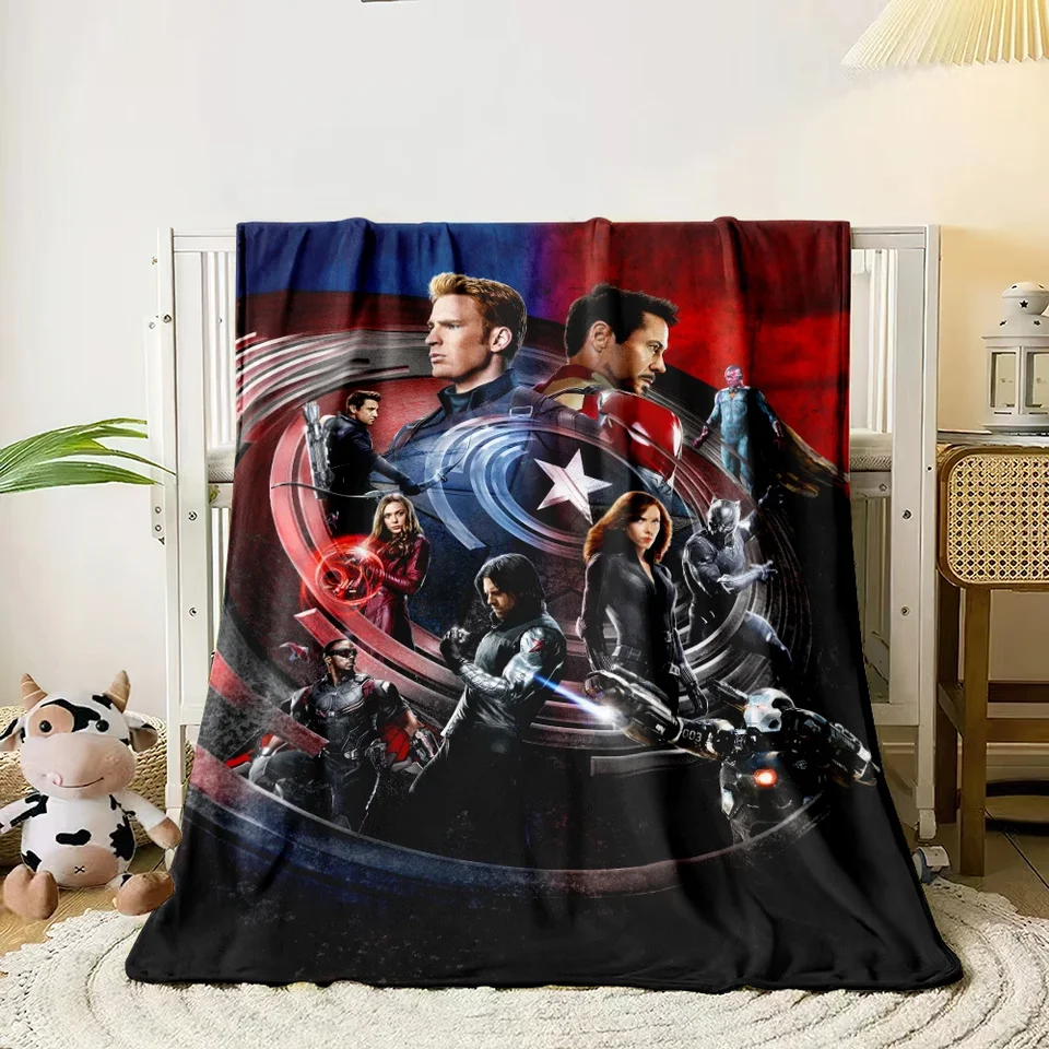 Film Captain America vytlačil flanelovú tenkú prikrývku. Štyri sezóny prikrývka. Pre pohovku, postele, obývaciu izbu, cestovné darčeky na piknik