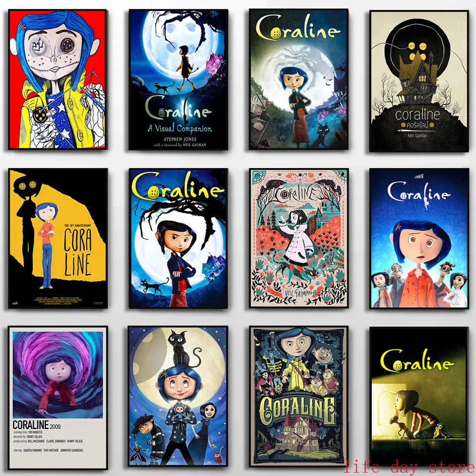 Film Coraline Plagát estetika Horor čarodejnice citáty Nordic Anime Canvas maľba nástenná umenie obývacia izba dekor detská izba dekorácia