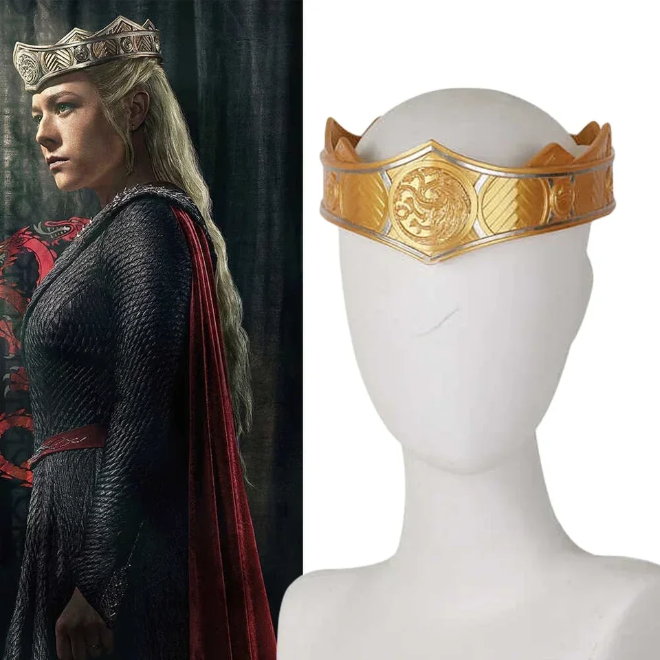 Film Dragon Family Rhaenyra Targaryen Cosplay headwear unisex koruna čelenka zlaté korunky Halloween vlasy