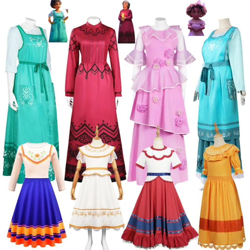 Film Encanto Mirabel Isbella Dolors Alma Red Julieta Cosplay kostým pre deti princezná šaty Dospelé deti Dievčatá Kawaii Party