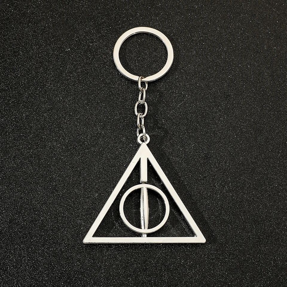 Film Harry Potter Keychain Fashion Simple Deathly Hallows Keychain for Women Man Festival Cosplay darčeky