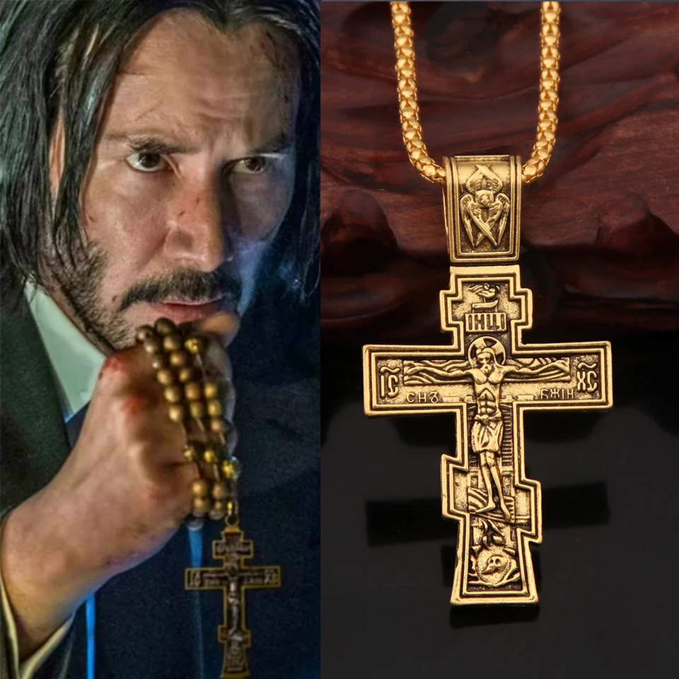 Film John Wick Ježiš kríž kríž náhrdelník krucifix východná pravoslávna modlitba Veľký prívesok pre mužov